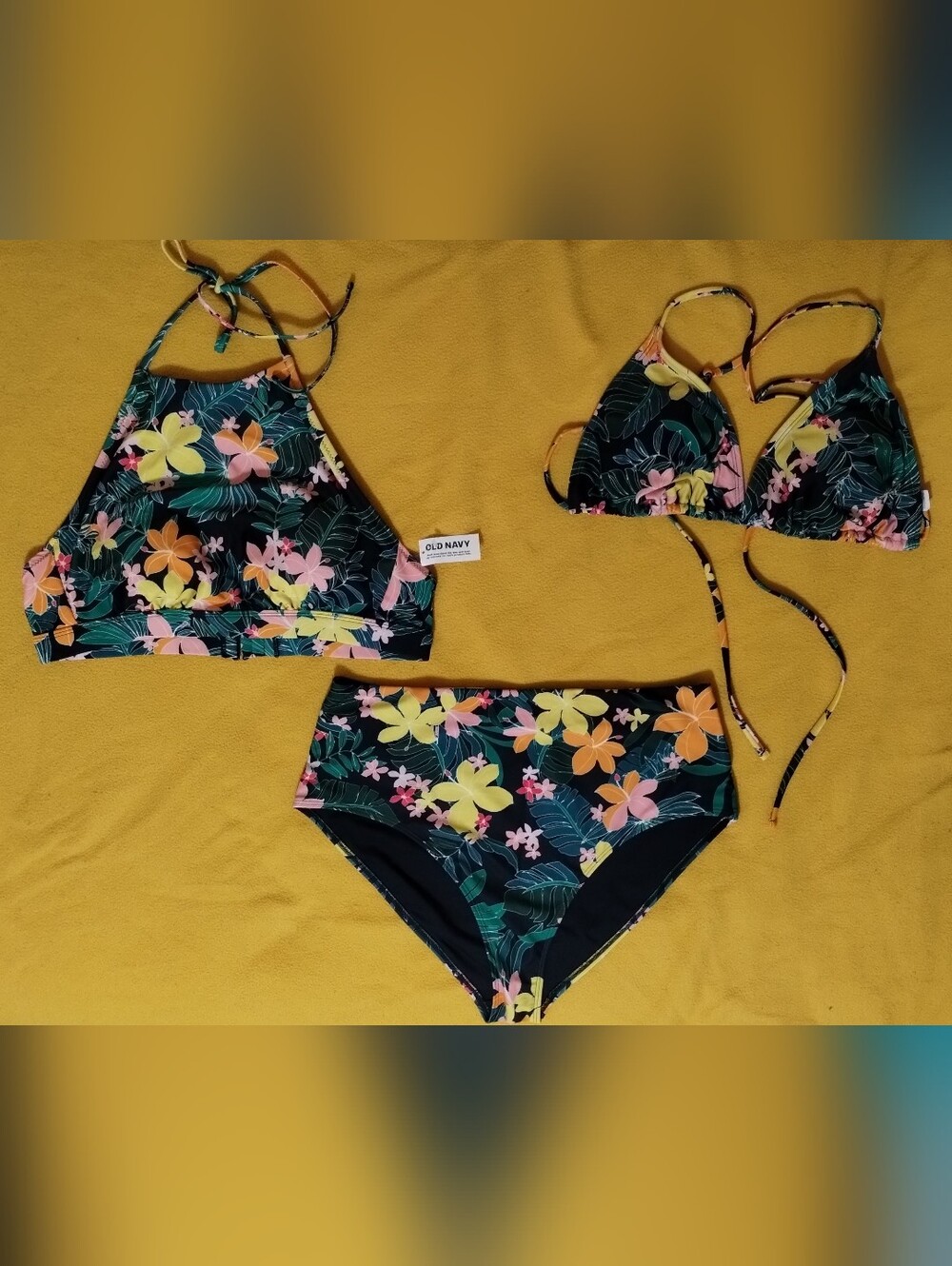 Old Navy 3‑Piece Swim Set XL – Halter NWT + NWOT Tops/Bottoms